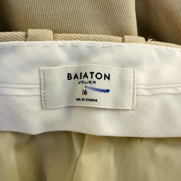 Aritzia Babaton Agency High Waisted Khaki Beige Tailored Work Trousers Pants 16 - Picture 7 of 7